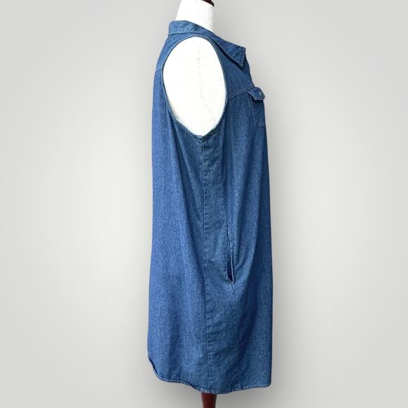 J. GEE Sleeveless Y2K Denim 1/4 Front Zipper w/ Pockets Plus Size, Women’s 2X - Picture 4 of 7